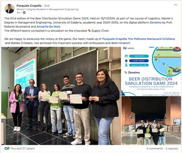 LinkedIn Post Beer Game - University of Calabria