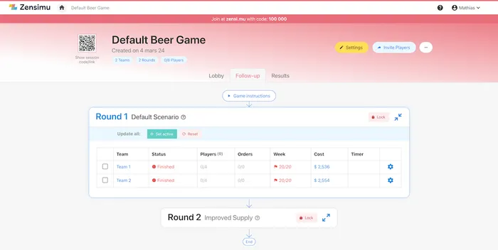 Zensimu Beer Game - Invite and Follow-up